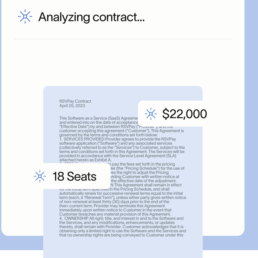 Palaver analysing a contract and extracting key values